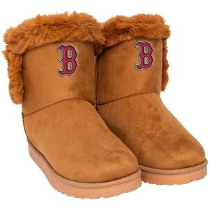 Women's Boston Red Sox FOCO Brown Faux Fur Winter Boots MLB Size 9 Caramel Brown